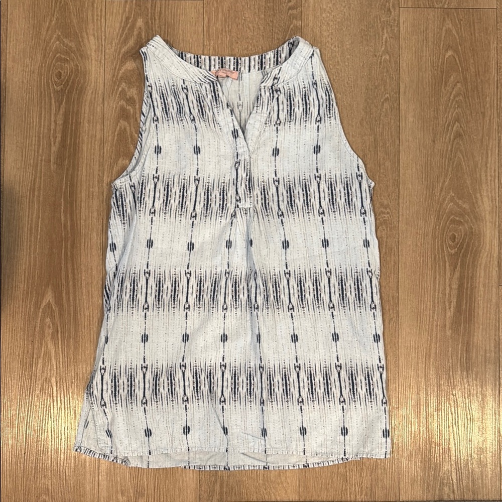 Saint Tropez West Light Blue and Navy Sleeveless Tank Top